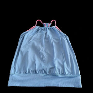 Lululemon Ivivva Girls Size 10 Blue Double Layer Tank Top Racerback Bra Active